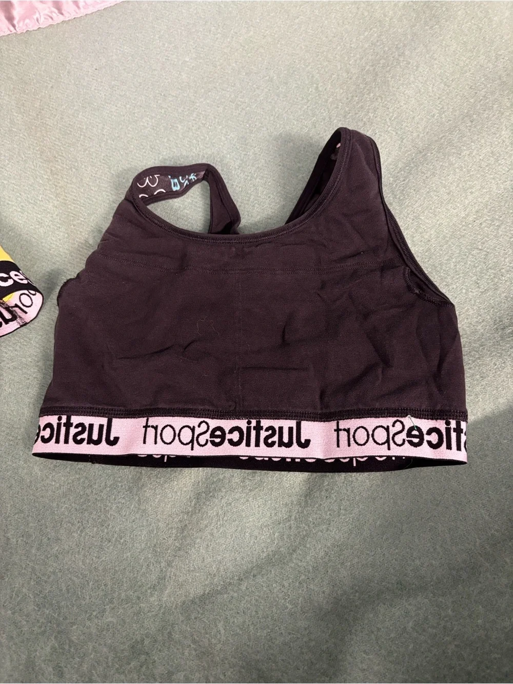 Justice Sport Girls' Yellow Daisy & Black Patterned Active Sports Bras - 2-Pack